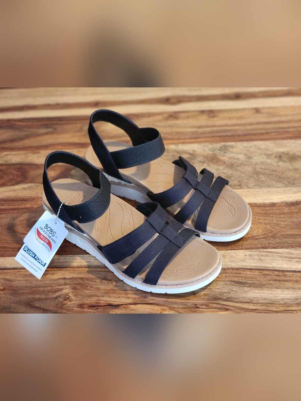 BOBS From Skechers Black Strappy Beach Kiss- Be Breezy Sandal